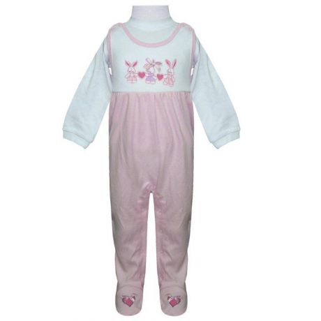 Первые вещи новорожденного Barkito Комплект: полукомбинезон, футболка дл. рукав "Домашний очаг" Barkito розовый