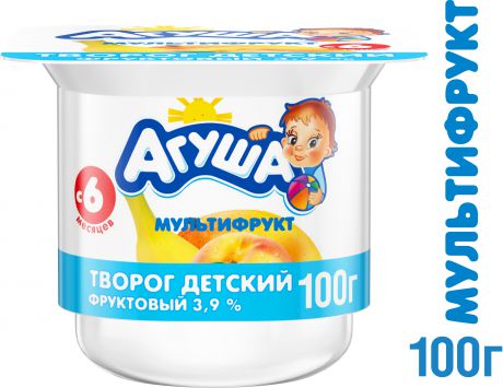 Молочная продукция Агуша Творог Агуша Мультифрукт 3,9% с 6 мес. 100 г