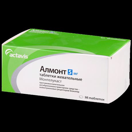 алмонт 5 мг 98 таблетки жевательные