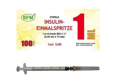 шприц инсулиновый u-100 1 мл 26g 1 съемная игла