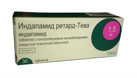 индапамид ретард-тева 1,5 мг 30 табл