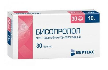 бисопролол-вертекс 10 мг 30 табл