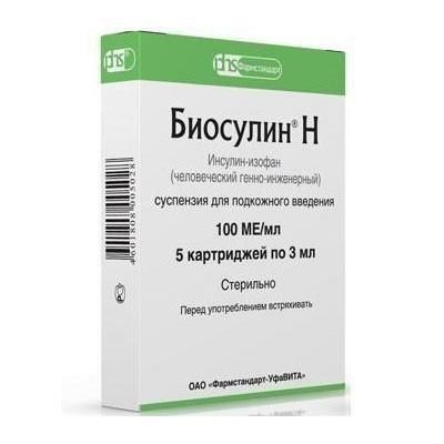 биосулин н сусп п/к 100 ед/мл 3 мл 5 картриджей