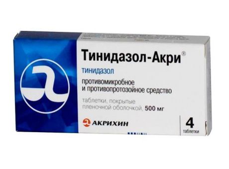 тинидазол-акрихин 500 мг 4 табл