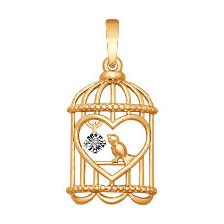 Подвеска из золота с бриллиантом «Птичка в клетке»