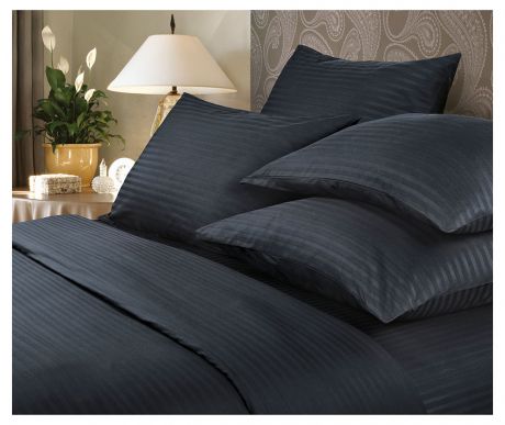 Комплект постельного белья Verossa Black, семейный, страйп, наволочки 2 шт 50x70см и 2 шт 70x70см