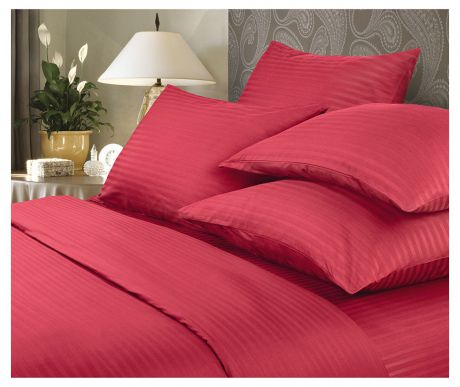 Комплект постельного белья Verossa Red, семейный, страйп, наволочки 2 шт 50x70см и 2 шт 70х70см