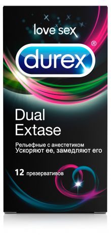 Презервативы «Dual Extase» Durex, 12 шт