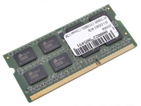 Оперативная память для ноутбука 4Gb (1x4Gb) PC3-10600 1333MHz DDR3 SO-DIMM CL9 Corsair CMSO4GX3M1A1333C9