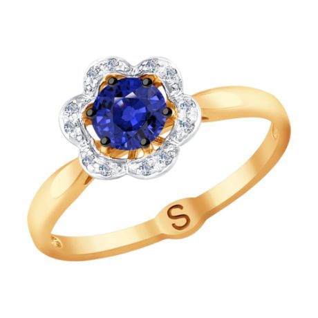 Кольцо из золота с бриллиантами и сапфиром