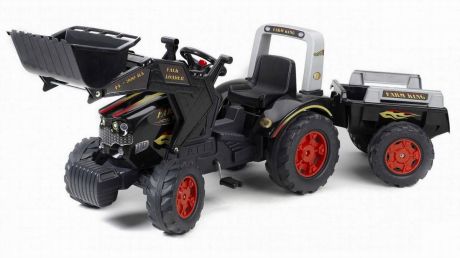 Трактор-экскаватор педальный с прицепом черный 204 см Falk