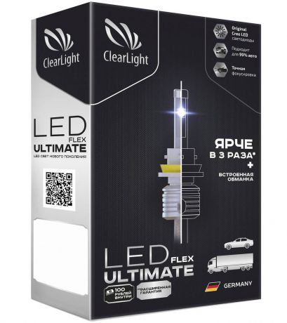 Лампа автомобильная светодиодная Clearlight Flex Ultimate, для фар, цоколь HB4, 5500 Лм, 2 шт