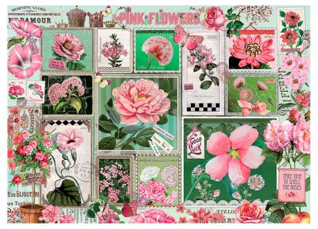 Пазл Коллаж - розовые цветы Cobble Hill 1000 деталей