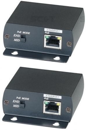 Комплект SC&T IP01P для передачи сигнала Ethernet и питания PoE по коаксиальному кабелю RG6 до 300м