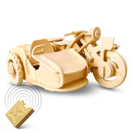 Конструктор деревянный «Мотоцикл с коляской» с электроприводом