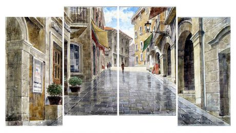 Модульная картина «Старый город», 40х100 см
