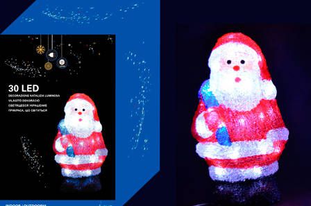 Светодиодная 3D фигура «Дед Мороз», 30 ламп, холодный белый, 30 см