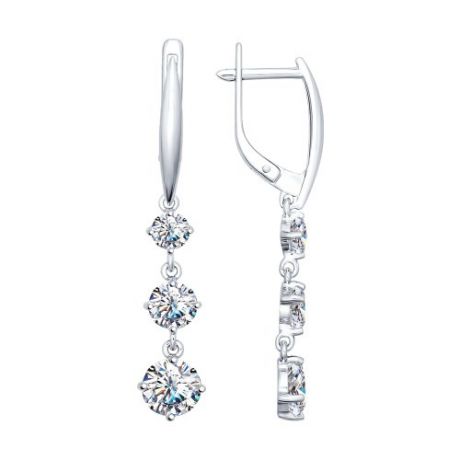 Серьги длинные из серебра со Swarovski Zirconia