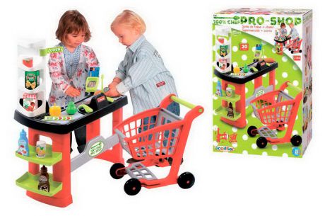 Игровой набор Ecoiffier «Супермаркет с тележкой», 20 предметов