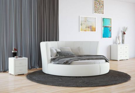 Кровать CIRCLE, белая, 200х200 см