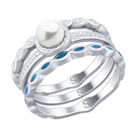 Кольцо из серебра с эмалью и жемчугом