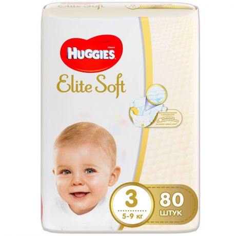 Подгузники Huggies Elite Soft 3 (5-9 кг) 80 шт