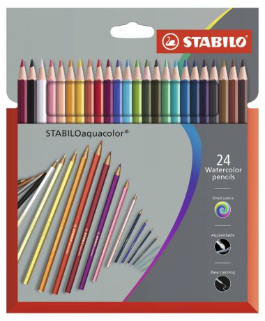 Цветные карандаши Stabilo Aquacolor, 24 цвета