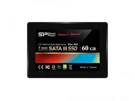 Твердотельный накопитель SSD 2.5" 60 Gb Silicon Power Slim S55 Read 550Mb/s Write 530Mb/s SATA III SP060GBSS3S55S25