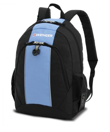 Рюкзак школьный Wenger, 20 л, чёрный/голубой, 32х14х45 см