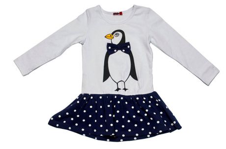 Платье в горошек «Пингвин» белое mbimbo
