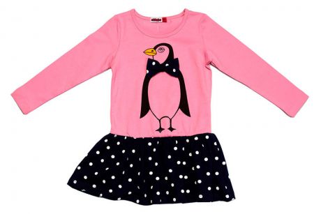 Платье в горошек «Пингвин» розовое mbimbo