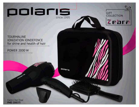 Набор фен Polaris PHD 2083Ti, концентратор, расческа, сумка