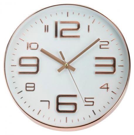 Часы настенные, розовый металлик, 30.5 см