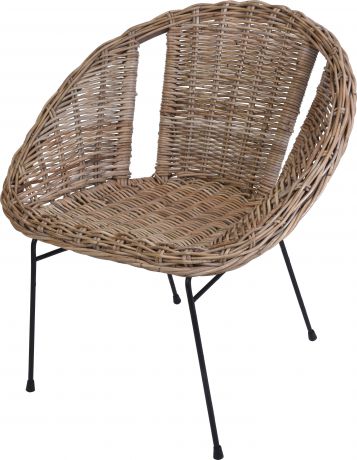 Кресло плетеное из ивы с металлическими ножками, 70х63.5х77 см