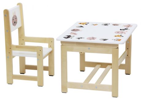 Комплект растущей детской мебели Polini Eco 400 SM Смайл, белый/натуральный