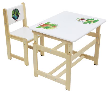 Комплект растущей детской мебели Polini Eco 400 SME Дино, белый/натуральный