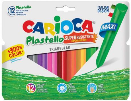 Набор крупных пластиковых мелков PLASTELLO MAXI 12 цветов в конверте с европодвесом