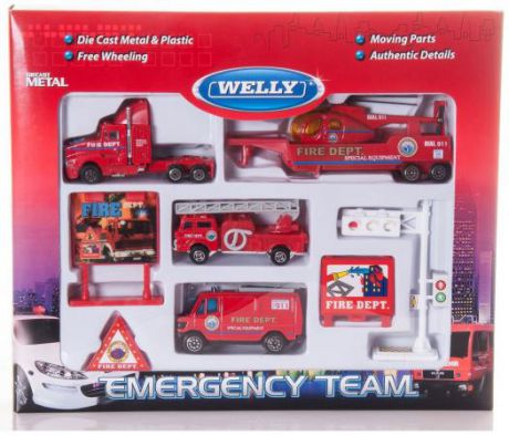 Набор Welly Служба спасения - пожарная команда 9 шт 98630-9C