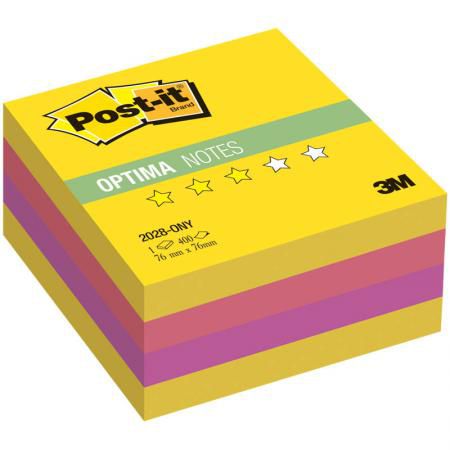 Бумага для заметок с липким слоем POST-IT OPTIMA-Лето, 76х76 мм, желтая неоновая радуга, 400 л. 2028-ONY