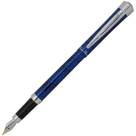 Ручка Перьевая Elegante, глянцевый синий лакированный корпус, хромированные детали, синий М