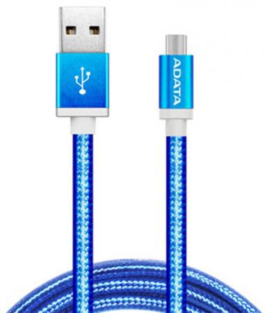 Кабель microUSB 1м A-Data AMUCAL-100CMK-CBL круглый синий