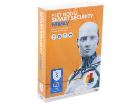 Антивирус ESET NOD32 Smart Security Family на 12 мес на 5 устройств NOD32-ESM-NS(BOX)-1-5