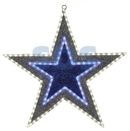 Фигура "Звезда" бархатная, с постоянным свечением, размеры 61 см (81 светодиод зеленого+белого+голубого цвета)