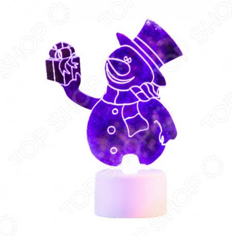 Фигура светодиодная на подставке Neon-Night «Снеговик с подарком 2D»
