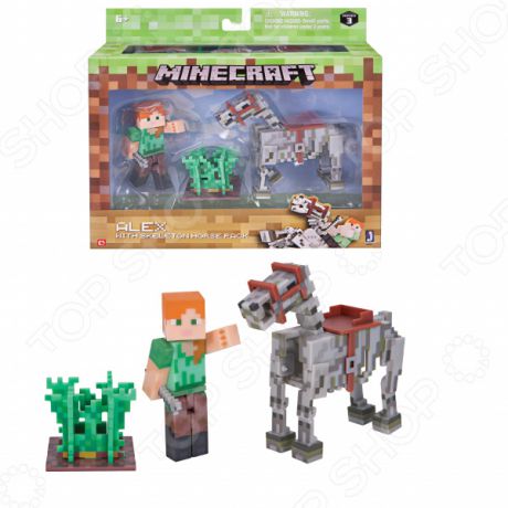 Набор фигурок игрушечных Minecraft «Алекс с скелетом лошади»