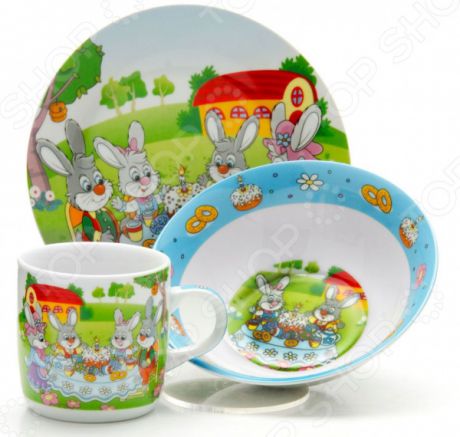 Набор посуды для детей Loraine LR-26096 «Зайчики»