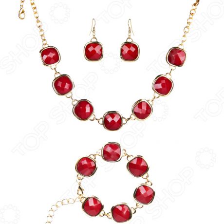 Ожерелье с браслетом и серьгами Лаура Аматти «Страстная вишня»