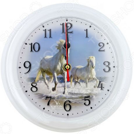 Часы настенные Вега П 6-0-16 «Лошади»