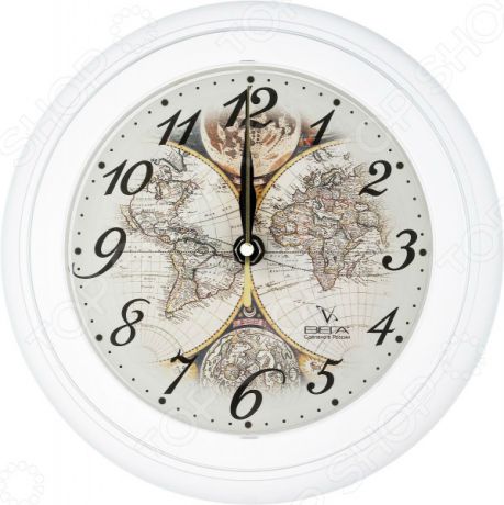 Часы настенные Вега П 6-0-14 «Карта мира. Под старину»
