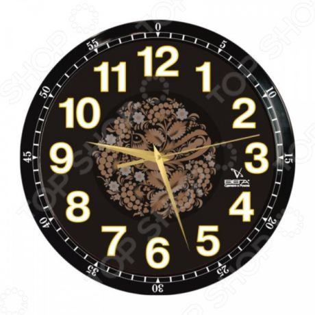 Часы настенные Вега П 1-6715/6-85 «Черная хохлома»